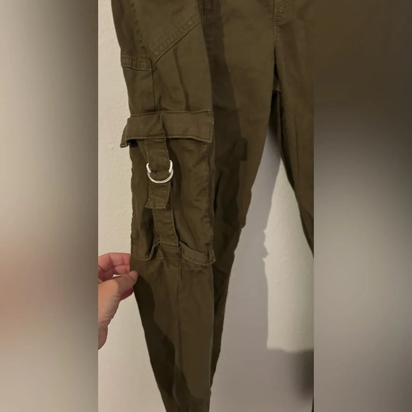 GOOD AMERICAN Cargo Pants Green Military Y2K High Rise Straight Leg Size 10 - Picture 5 of 13